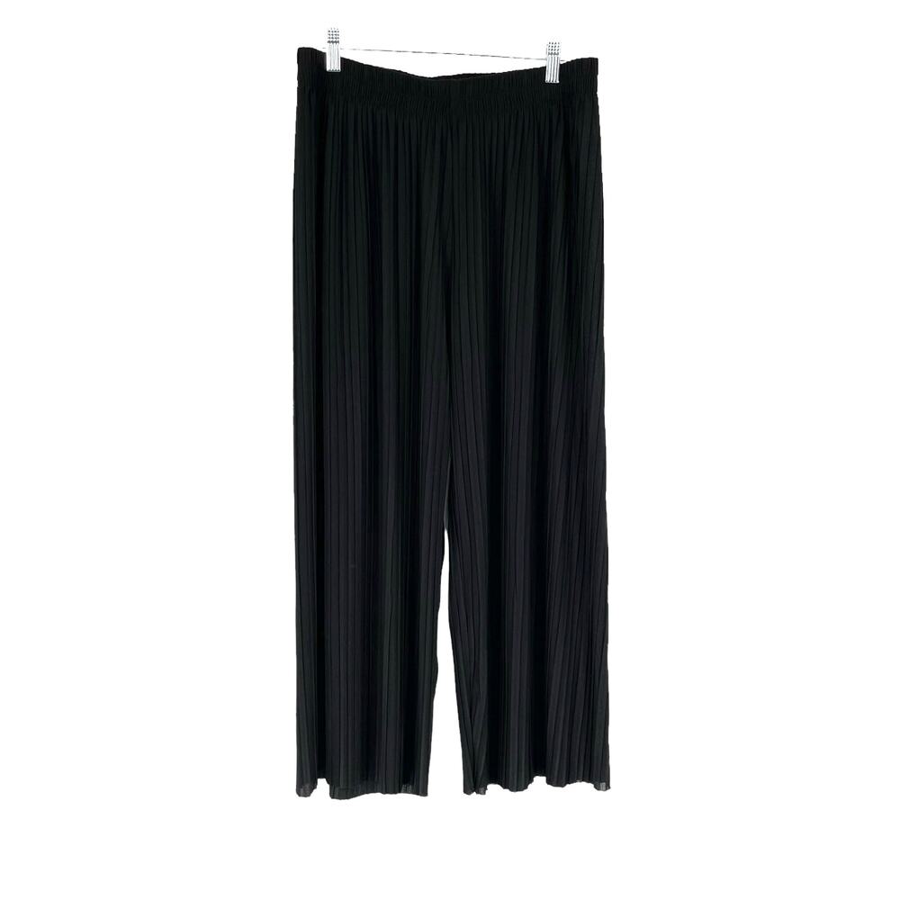 NWT Charlie Paige Black Pleated Wide Leg Pants X Large Sheer Party Elegant